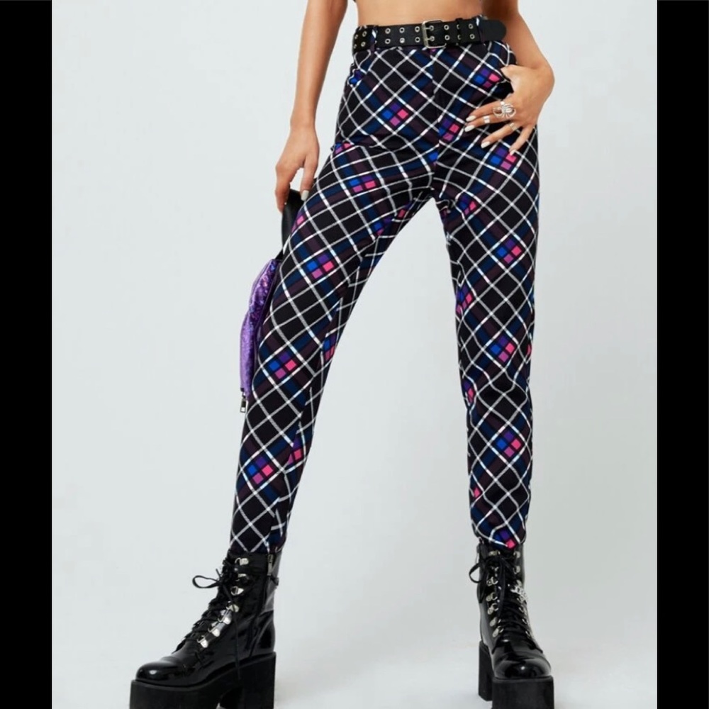 Plaid skinny pants